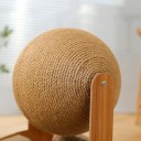 Stâlp mare de zgâriat pentru pisici, din lemn, cu placă arcuită și minge din sisal 55x23x40 cm Stație de zgâriat multifuncțională pentru joacă 3