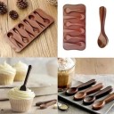 Stampo in silicone per cucchiaini di cioccolato Produzione domestica di dolci Cioccolatini Cottura Ghiaccio Colate in cera Antiaderente Riutilizzabile 2