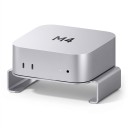 Stand for Mac mini M4 and M4 Pro with Heat Dissipation Non-Slip Holder with Elevated Base and Ventilation Opening Silver for Desk 2