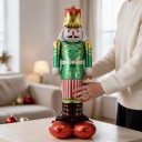 Standing Inflatable Nutcracker Soldier Balloon in Uniform Base with 4 Legs Green Red and Gold Christmas Decoration for the Home 4