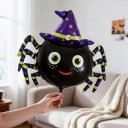 Standing Inflatable Spider Balloon with Witch Hat 96 x 82 cm Black Purple and Green Halloween Decoration for Home and Shop 3