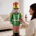 Stando Inflatable Balloon Soldato Louskáček in Uniforme Podstavec con 4 Gambe Verde Rosso e Oro Decorazione Natalizia per la Casa 6