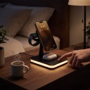 Stație de încărcare wireless magnetică 3 în 1 15 W cu lumină LED de noapte și port USB pentru iPhone Apple Watch și AirPods 4