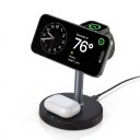 Stație de încărcare wireless magnetică 3 în 1 15 W pentru iPhone Apple Watch și AirPods Suport rotativ USB-C pentru birou 4