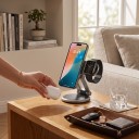 Stație de încărcare wireless magnetică din metal 3 în 1 Qi2.2 25 W Rotativă la 360° Pliabilă pentru iPhone Apple Watch și AirPods 2