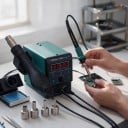 Stație de sudură cu aer cald 2 în 1 cu pistol de sudură și 4 duze cu afișaje digitale de culoare verde pentru repararea telefoanelor BGA și SMD 5