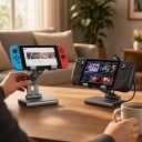 Station d'accueil avec ventilateurs pour consoles de jeu avec sortie HDMI 4K 60 Hz et angle réglable en couleur grise pour Steam Deck et ROG Ally 4