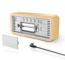 Station météo avec écran LED et décor en bois 16,4 x 7,5 cm Thermomètre Hygromètre Réveil Prévisions météo Heure DCF Luminosité 4 niveaux 6