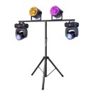 Stativo a forma di T per luci da palcoscenico con traversa di 95 cm e altezza da 100 a 180 cm con 4 supporti per luci nero 3
