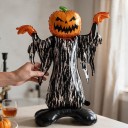 Statuetta gonfiabile di Halloween con testa di zucca e mantello 100 x 115 cm Arancione Nero e Bianco Decorazione per la casa 3