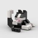 Stavebnice černobílé kočky 7,6 × 6,5 × 4,6 cm 62dílný plastový model z kostek s nastavitelnou polohou 3