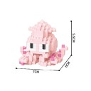 Stavebnice růžová chobotnice 7 x 6 x 5,1 cm 216 dílků Roztomilá mořská figurka Chobotnice z kostiček pro tvořivé skládání 2