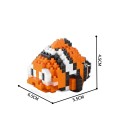 Stavebnice ryba klaun 5,2 x 6,5 x 4,2 cm 272 dílků Roztomilá oranžová mořská rybka Dekorativní figurka z kostiček pro skládání 2
