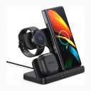 Stazione di ricarica wireless 3 in 1 15 W per telefoni Samsung Galaxy, Watch e Buds USB-C Nera con indicazione di ricarica per comodino 3