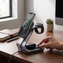 Stazione di ricarica wireless magnetica 3in1 15 W USB-C Rilevamento di oggetti estranei Supporto per telefono, orologio e cuffie 8