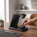 Stazione di ricarica wireless pieghevole 3 in 1 15 W per telefono Samsung Galaxy, Watch e Buds USB-C, supporto da comodino 3
