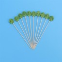 Stecchini in bambù con foglia tropicale verde 100 pz Stecchini decorativi per stuzzichini e frutta Lunghezza 12,5 cm Per feste estive e celebrazioni 4