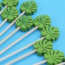 Stecchini in bambù con foglia tropicale verde 100 pz Stecchini decorativi per stuzzichini e frutta Lunghezza 12,5 cm Per feste estive e celebrazioni 5
