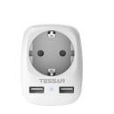 Steckdosenadapter mit 1 Steckdose und 2 USB-Ports Typ E Stecker Typ F Steckdose Leistung bis zu 4000 W und Strom 16 A Weiß Abmessungen 8 x 7,8 x 5,8 1