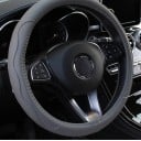 Steering Wheel Cover 37 to 38 cm from PU Leather with Internal Ring Ergonomic Grip Zones with Perforation Round Shape for Car 4