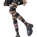 Stehende Strümpfe mit transparentem Kreuzmuster, universelle Größe, Baumwolle, Nylon, Elasthan, Gothic, Punk, lange Socken 7