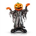 Stehender aufblasbarer Ballon Gespenst mit Kürbiskopf und Umhang 100 x 115 cm Orange Schwarz und Weiß Halloween Dekoration für das Haus 1