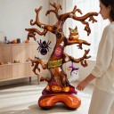 Stehender aufblasbarer Ballon Gespenstischer Baum mit Eule, Spinne und Geist 79 x 115 cm Braun und Orange Halloween Dekoration für das Zuhause 2