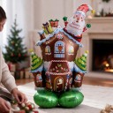 Stehender aufblasbarer Ballon Lebkuchenhaus mit Santa Merry Christmas 124 x 97 cm Braun Rot und Grün Weihnachtsdekoration 5