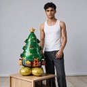 Stehender aufblasbarer Weihnachtsbaum mit Stern und Geschenken Standfuß mit 4 Beinen 72 x 114 cm Grün und Gold Weihnachtsdekoration 4