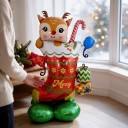 Stehender aufblasbarer Weihnachtsstrumpf mit Rentier Merry Christmas 125 x 86 cm Rot und Grün Dekoration für Weihnachten und Partys 4