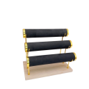 Stendino a tre piani per bracciali e orologi 28 × 24,4 × 16 cm supporto in legno con tre portabracciali in velluto per esposizione di gioielli 3