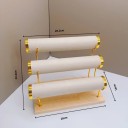 Stendino a tre piani per bracciali e orologi 28 × 24,4 × 16 cm supporto in legno con tre portabracciali in velluto per esposizione di gioielli 4