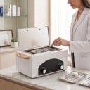 Sterilizator cu aer cald pentru unelte 300 W Sterilizare termică uscată până la 220 °C 2230 ml Vas din oțel inoxidabil Alb Pentru coafură și cosmetică 4