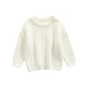 Stickad barntröja i bomull med lång ärm för nyfödda Höst- och vinterlös avslappnad topp Enfärgad klädsel för flickor 1