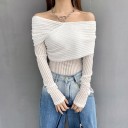 Stickad bodysuit för kvinnor med synliga axlar B787 1