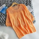 Stickad perforerad topp för kvinnor 4
