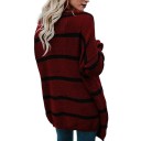 Stickad randig cardigan för dam A2273 4
