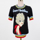 Stickad T-shirt för dam A2954 1