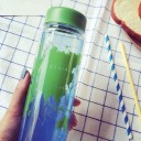 Sticlă de călătorie pentru băut cu imprimeu al hărții lumii Capac filetat în culoarea imprimeului Plastic transparent Capacitate 500 ml 12