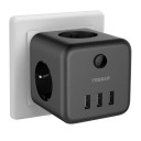 Stikdåse 4x stikkontakt 3x USB 1