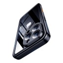 Stødabsorberende etui til iPhone 15 Pro vandtæt med IP68 beskyttelse gennemsigtig med sort ramme, ribbede sider og håndledsrem 3