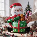 Stojaci nafukovací balónek Santa Claus s dárkami Perníček a cukrová hůl 148,5 x 94 cm Červený biely a zelený Vianočná dekorácia na párty 2