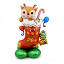 Stojaci nafukovací balónik Vianočná punčocha so sobíkom Merry Christmas 125 x 86 cm Červený a zelený Dekorácia na Vianoce a párty 1