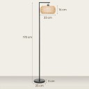 Stojacia lampa homcom so tienidlom z prírodného povrazu 170 cm s nastaviteľnou teplotou svetla diaľkovým ovládačom aj nožným vypínačom 2