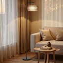 Stojacia lampa homcom so tienidlom z prírodného povrazu 170 cm s nastaviteľnou teplotou svetla diaľkovým ovládačom aj nožným vypínačom 4