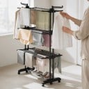 Stojan de uscat rufe 63,5 x 125,5 x 173 cm cu 4 niveluri și aripi pliante, suport mobil pentru haine cu suporturi pentru umerașe 2