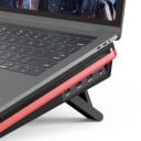 Stojan na laptop V1 s ventilátorom 5000 rpm a USB hubom pre notebooky 13 až 17,3 palca nastaviteľný v 7 polohách čierny s červeným lemom 3