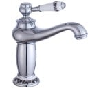 Stojánková umyvadlová baterie retro páková s keramickou rukojetí výška 19,7 cm z mosazi a keramiky hrdlo 12,2 cm na koupelnové umyvadlo 1