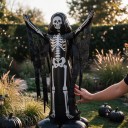 Stojící nafukovací balónek Kostlivec v kápi s roztaženým pláštěm 91 x 150 cm Podstavec se 4 nožkami Černý a bílý Halloweenská dekorace 6