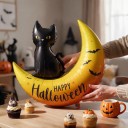 Stojící nafukovací balónek Měsíc s černou kočkou Happy Halloween 75 x 78 cm Žlutý oranžový a černý Halloweenská dekorace do domu 6